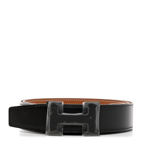 HERMES Chamonix 135 Togo Constance Belt 85 34 Black Gold 